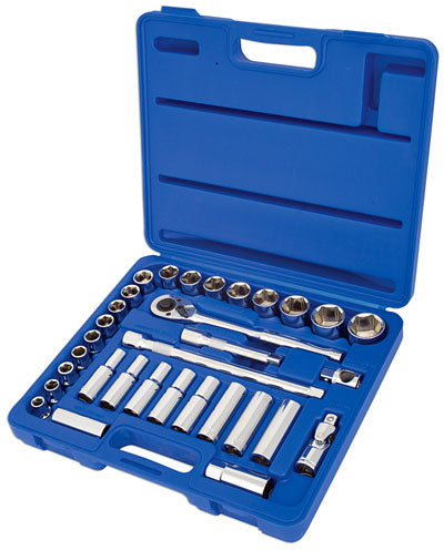 LASER 3284 32-Piece 1/2" Inch Drive Socket Wrench Set Chrome Vanadium Steel