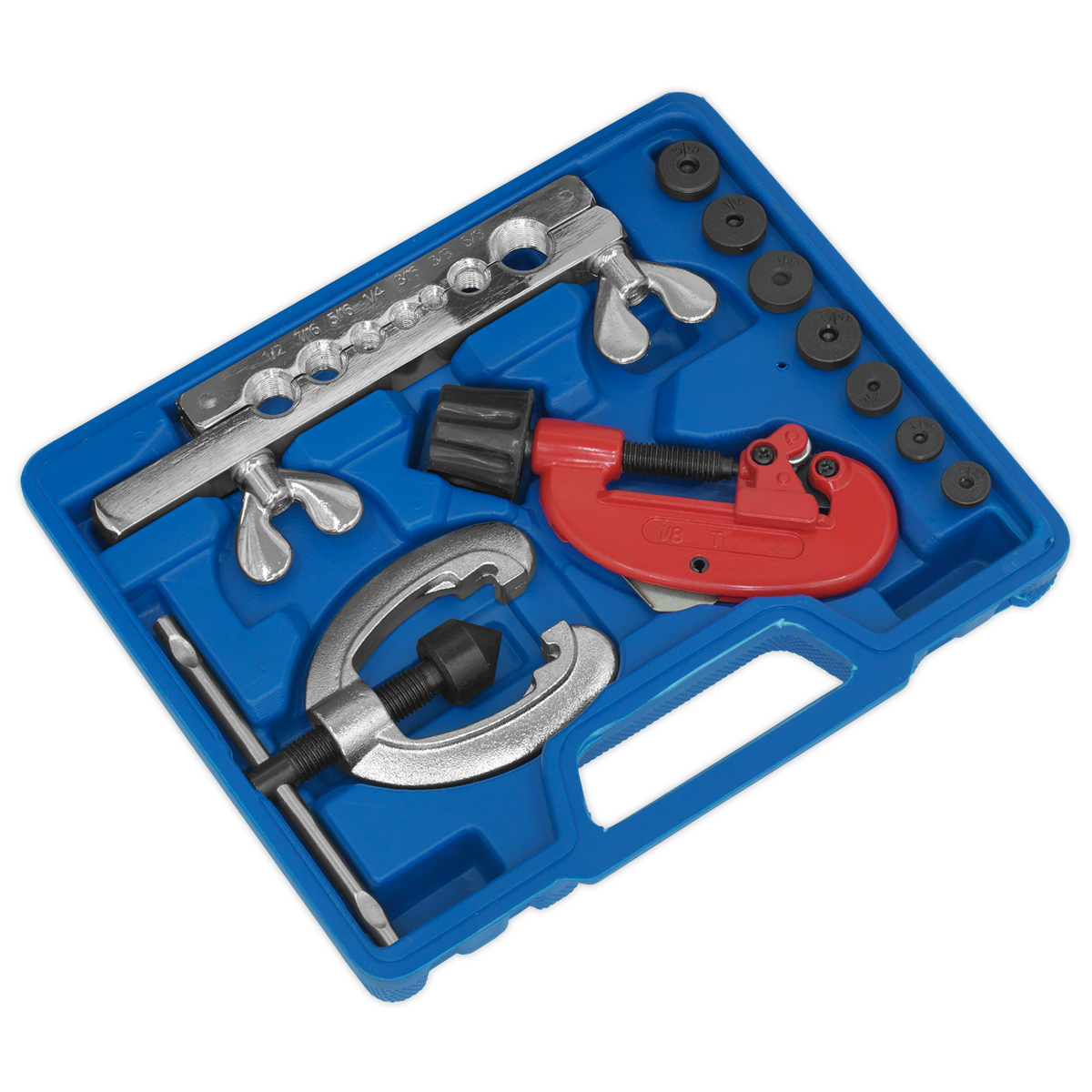 Sealey Pipe Flaring & Cutting Kit With Die-Cast Frame 10 Pieces Tubing Set AK506