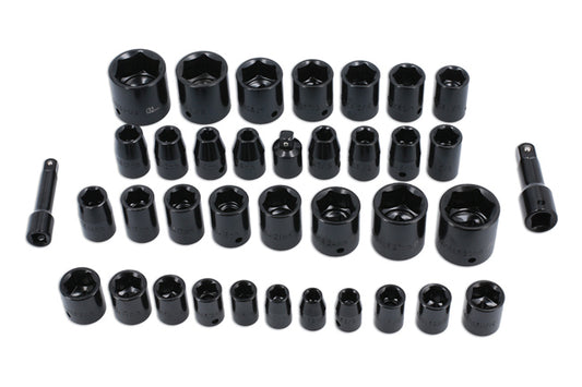 LASER 3288 Impact Socket Set 3/8" & 1/2" Drive 38 Pieces Chrome Vanadium Steel