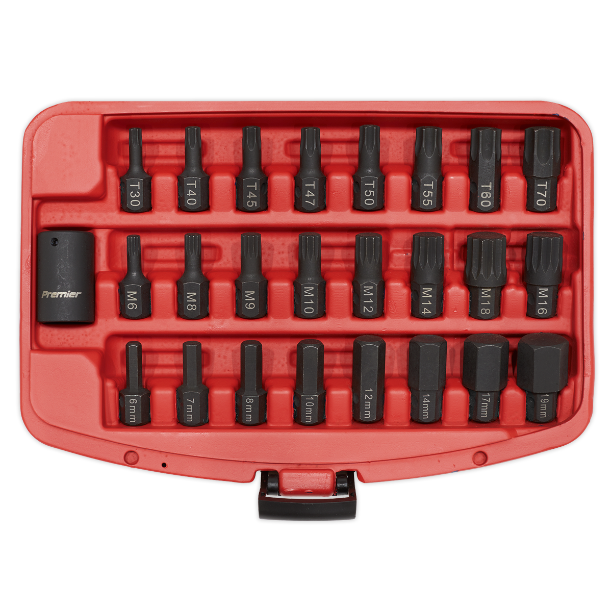 Sealey Impact TRX-Star Hex Spline Bit Set 25 Pieces 1/2" Square Drive AK5612