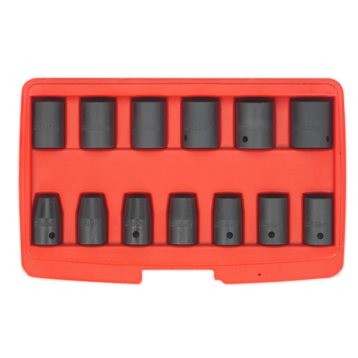 Sealey Impact Socket Set 13 Pices 1/2" Square Drive Metric - Black AK5613M