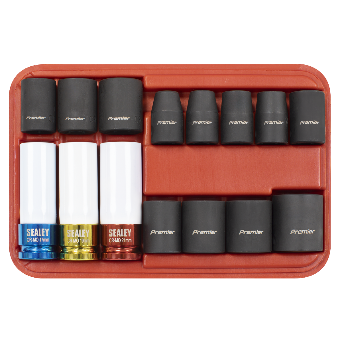 Sealey Impact Socket & Wheel Nut Remover Set 1/2" Square Drive 15pc AK5615M