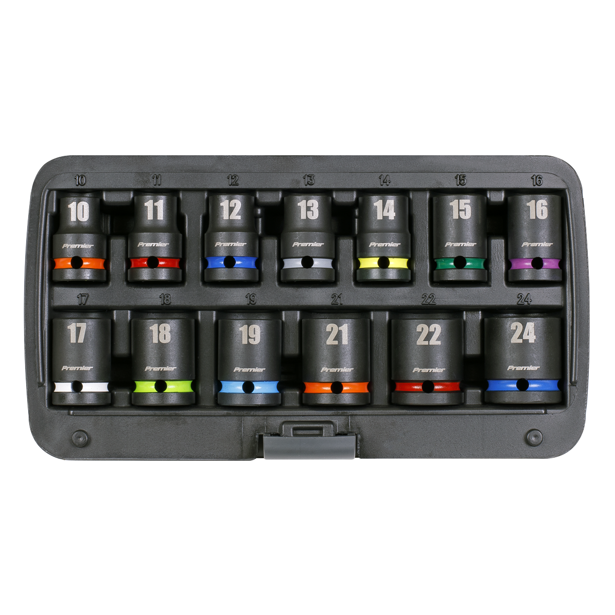 Sealey Impact Socket Set 13 Pieces 1/2" Square Drive Metric Black AK5617M