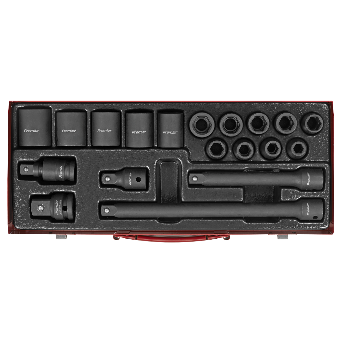 Sealey Impact Socket Set 19 Pieces 1/2" Square Drive Metric Black AK5619M