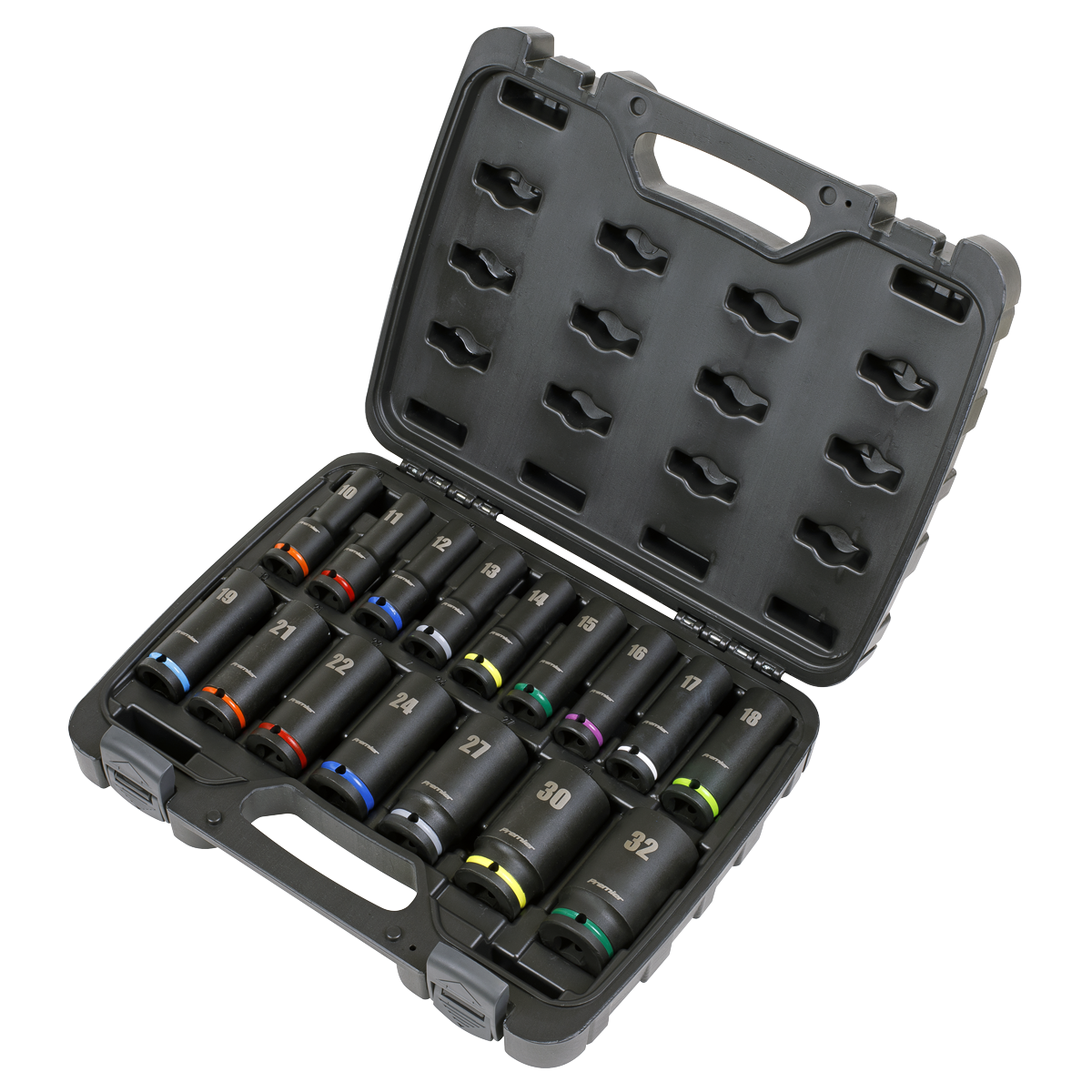 Sealey Impact Socket Set 16 Pieces 1/2" Square Drive Deep Metric AK5818M