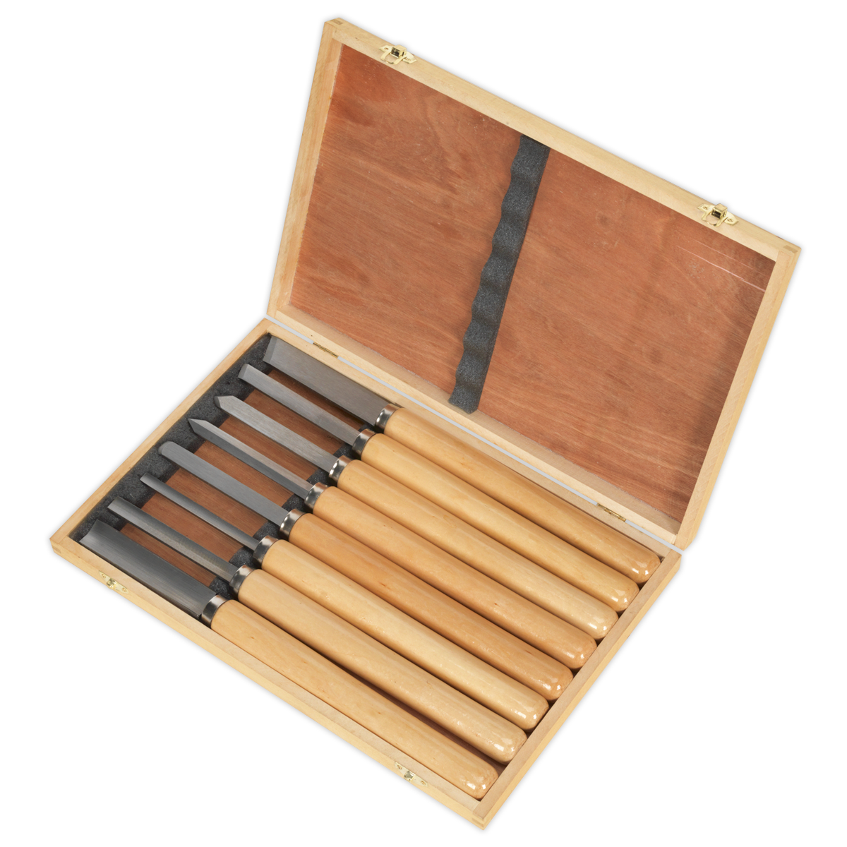Sealey Wood Turning Chisels Long -Handed Softwood Handles 8 Pieces AK60/8