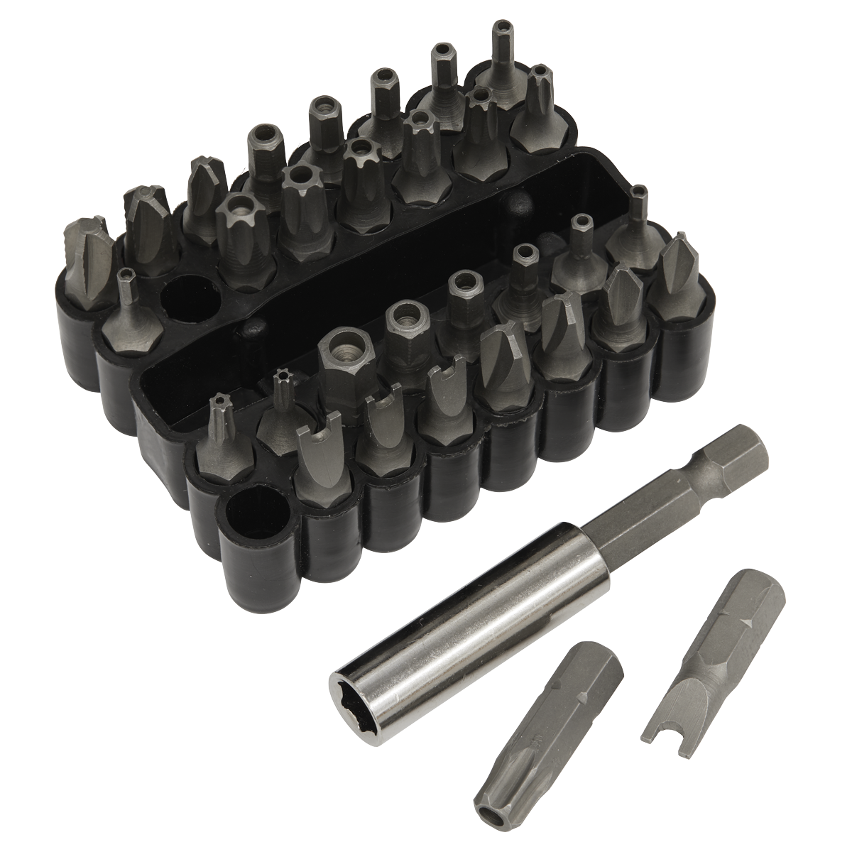 Sealey Security Bit & Magnetic Adaptor Set Chrome Vanadium Steel 33pc AK614