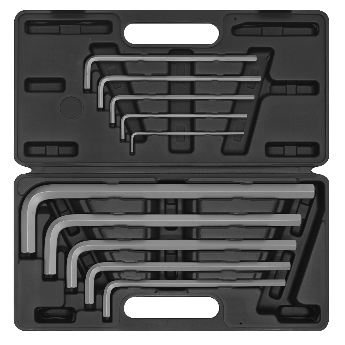 Sealey Jumbo Hex Key Set 10 Pcs Extra-Long Chrome Vanadium Steel Metric AK6143