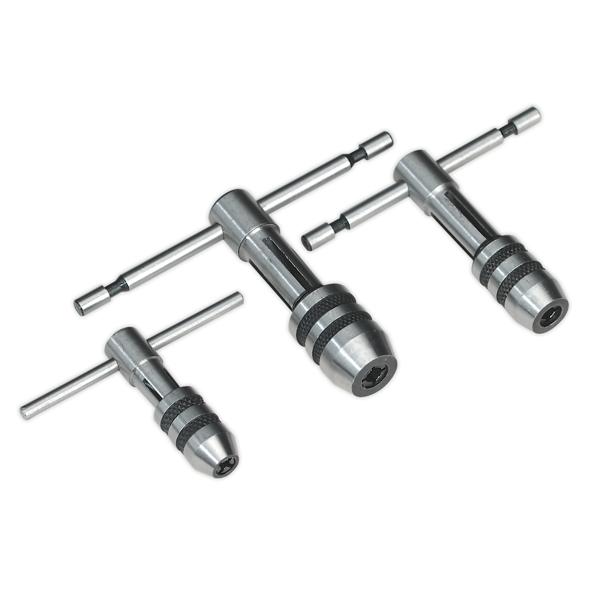 Sealey 3 Pieces T Handle Tap Wrench Set With Solid Jaw Design Silver AK9799
