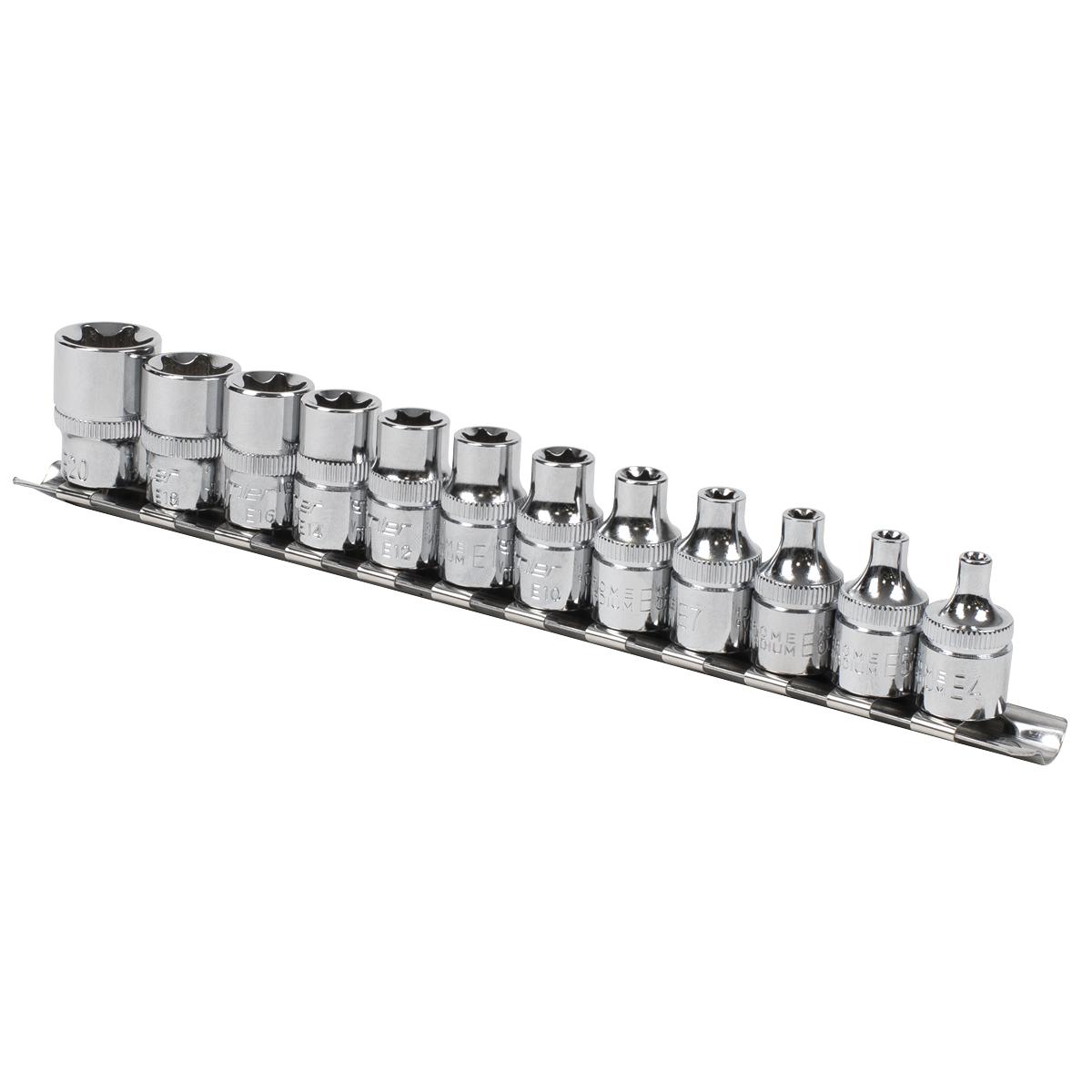 Sealey TRX-Star Socket Set 12 Pieces 3/8" Square Drive E4-E20 Silver AK61806