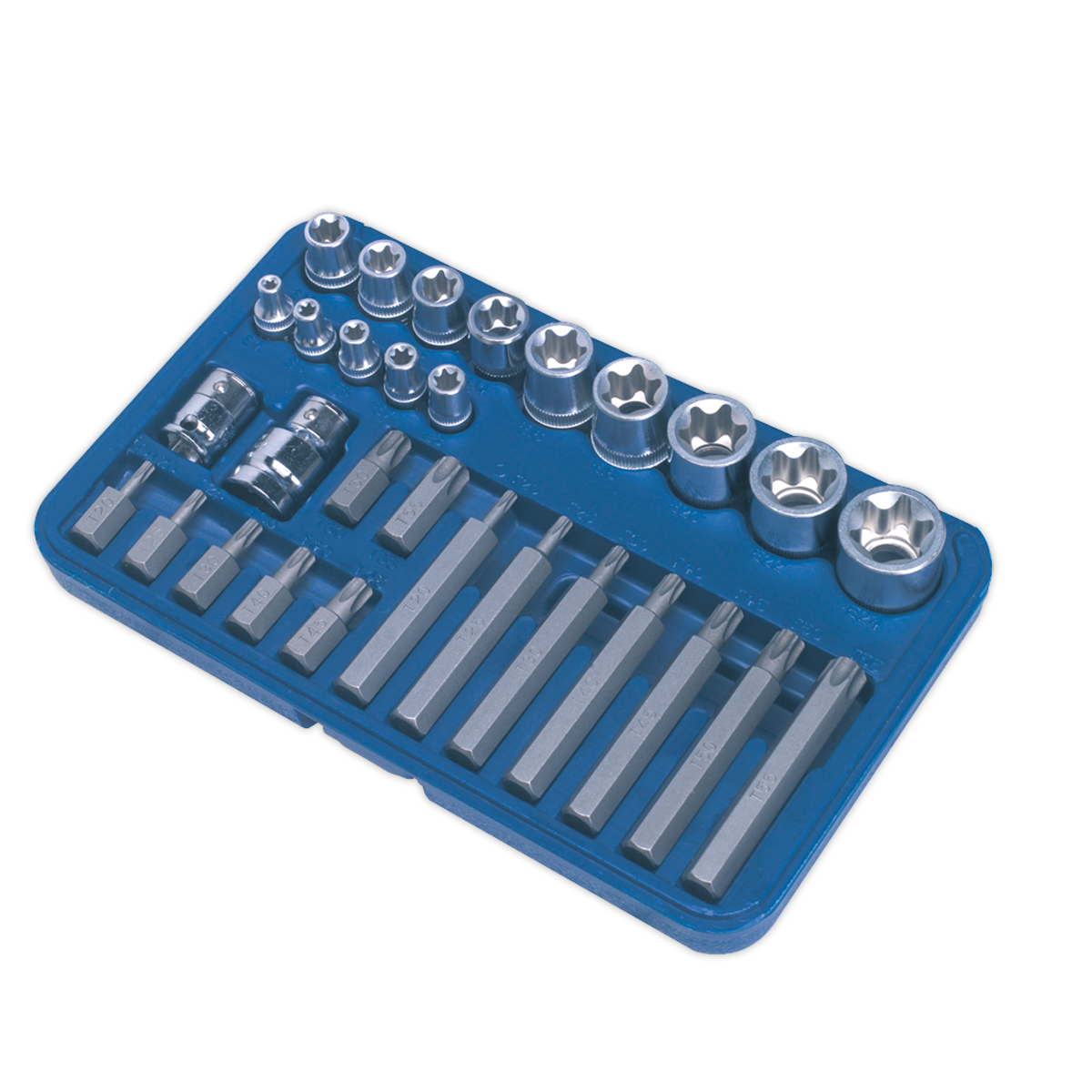Sealey 30pc 1/4", 3/8" & 1/2" Square Drive TRX-Star Socket & Bit Set AK619