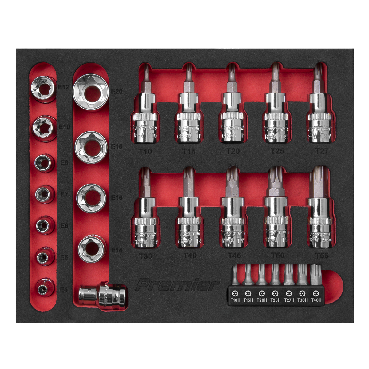 Sealey TRX-Star Socket & Security Bit Set Chrome Vanadium Steel 29 Pieces AK6193
