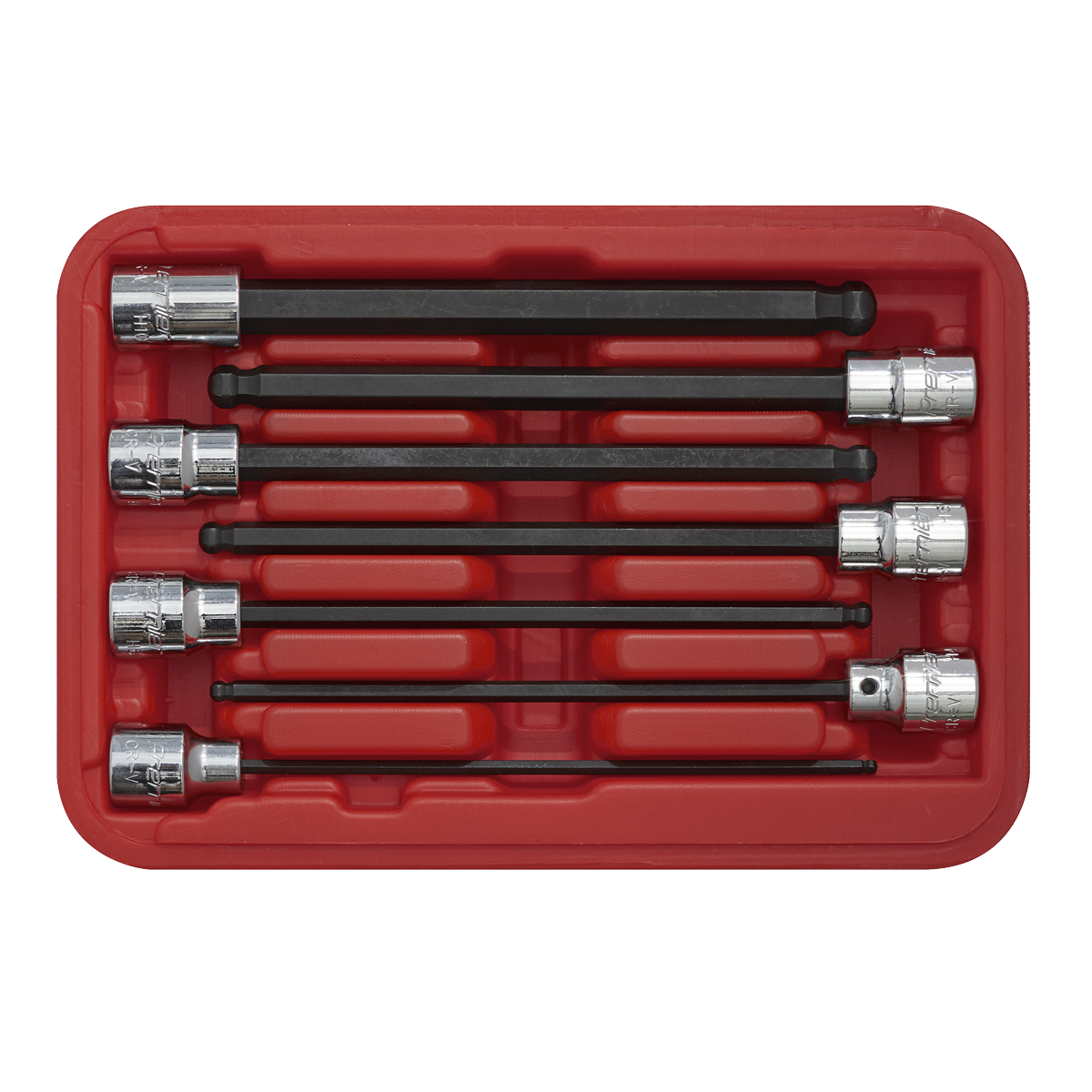 Sealey Ball-End Hex Socket Bit Set 7 Pcs 3/8" Square Drive 150mm Metric AK62257