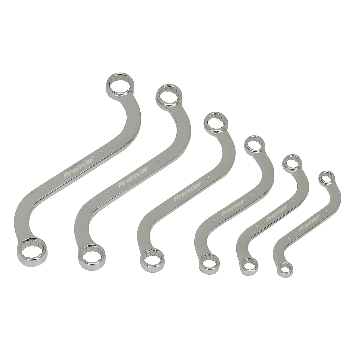 Sealey S-Spanner Set Fully Polished Mirror Finish 6 Pieces - Metric AK6315