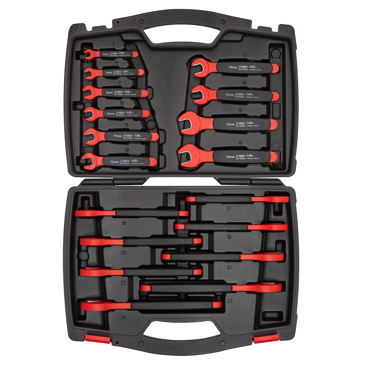 Sealey VDE Approved Insulated Open-End Spanner Set in Storage Case 18pc AK63172