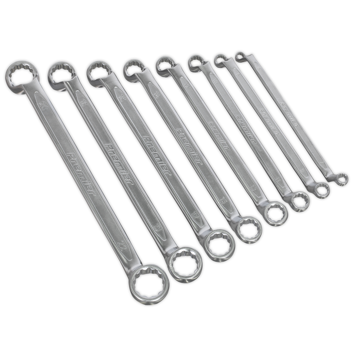 Sealey Offset Double End Ring Spanner Set 8 Pieces Metric Slim Style AK63257