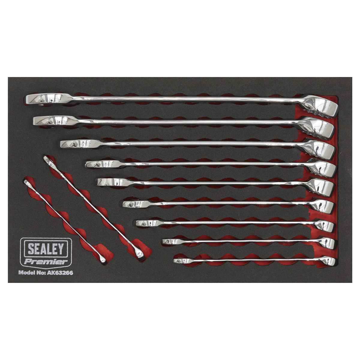 Sealey Combination Spanner Set 11 Pieces Chrome Vanadium Steel Imperial AK63266