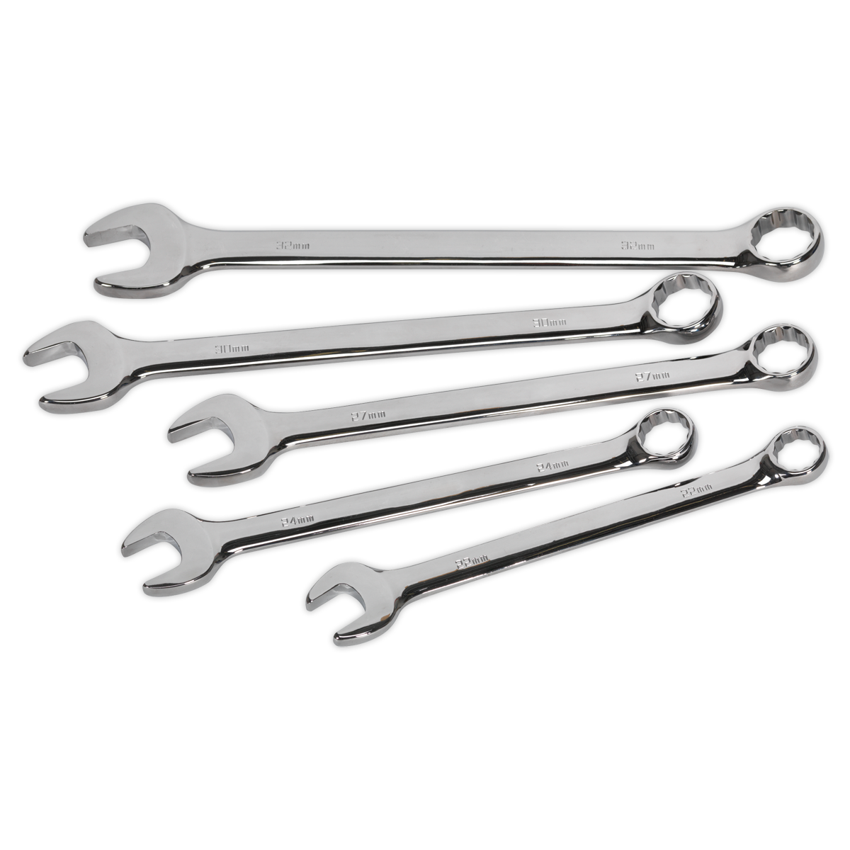 Sealey Combi Spanner Set Jumbo 5 Pieces Metric Chrome Vanadium Steel AK6329