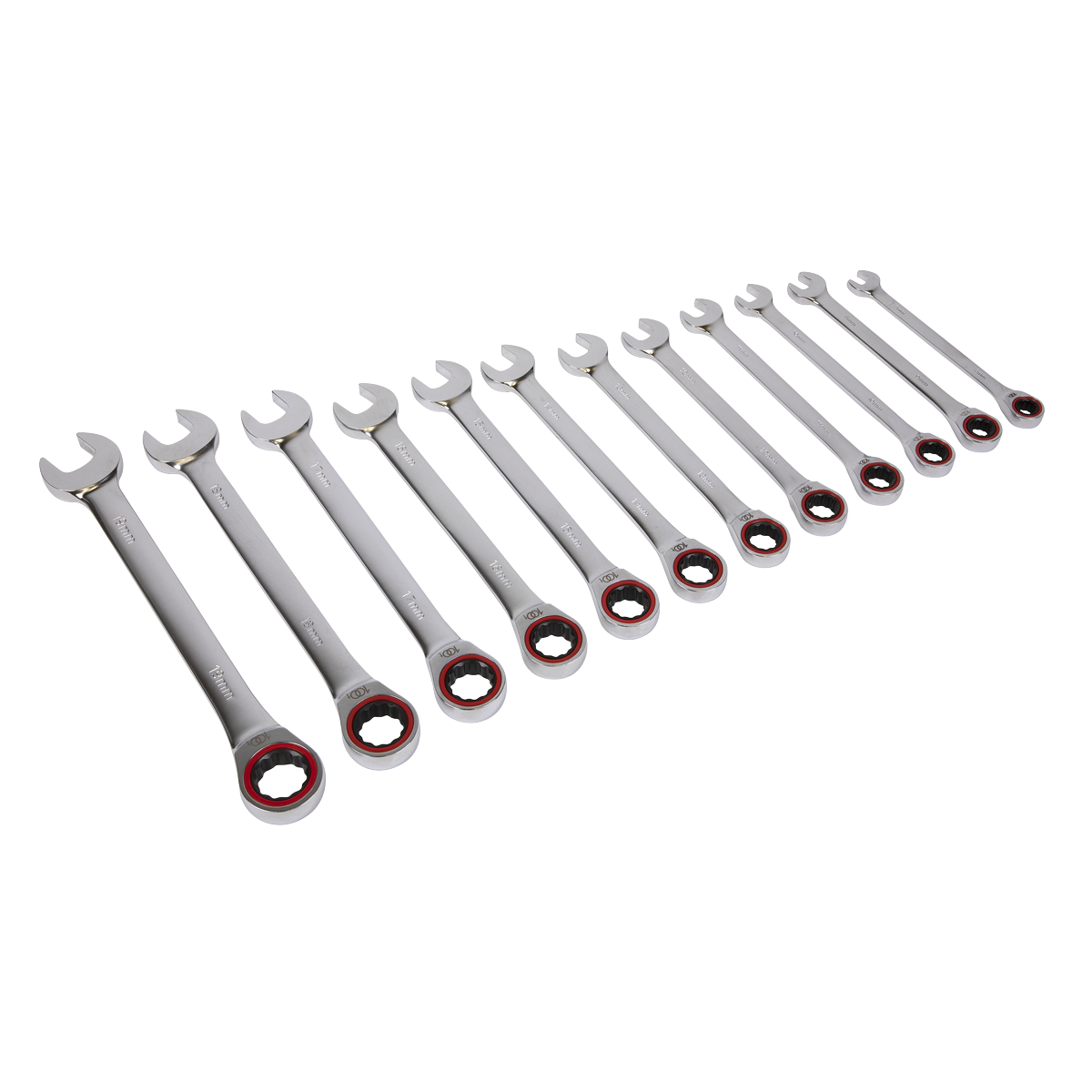 Sealey Ratchet Combination Spanner Set 12 Pieces Platinum Series Metric AK63940
