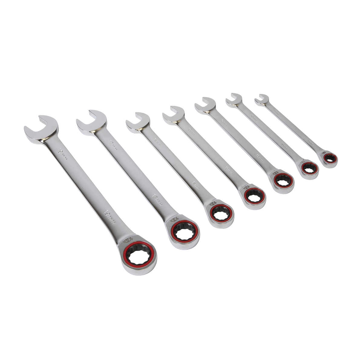 Sealey Ratchet Combination Spanner Set 7 Pieces Platinum Series Metric AK63941