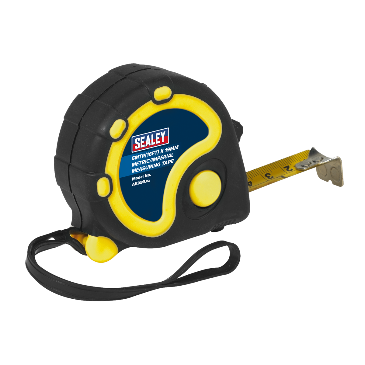 Sealey Rubber Measuring Tape 5M/16FT x 19mm Metric Imperial Wrist Strap AK989