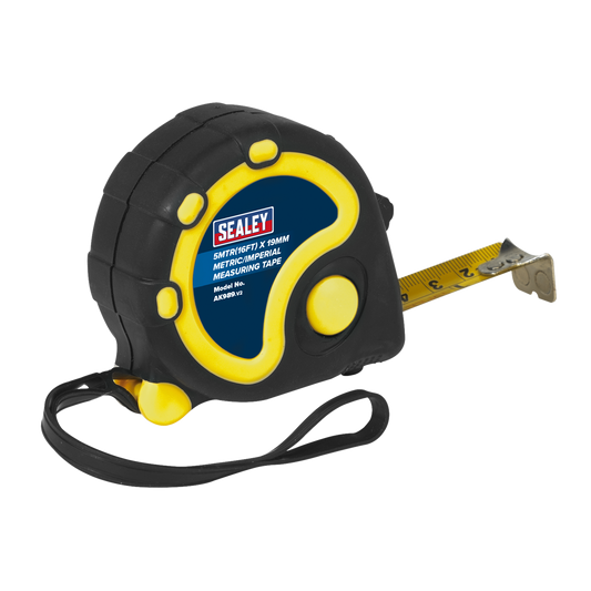 Sealey Rubber Measuring Tape 5M/16FT x 19mm Metric Imperial Wrist Strap AK989