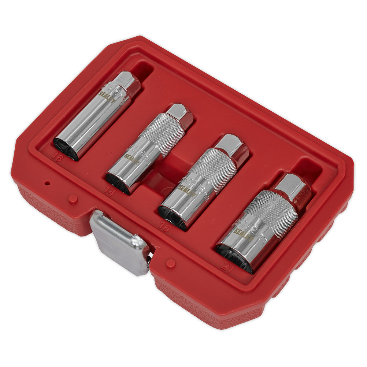 Sealey Spark Plug Socket Set 4Pc 3/8" Square Drive Chrome Vanadium Steel AK6556