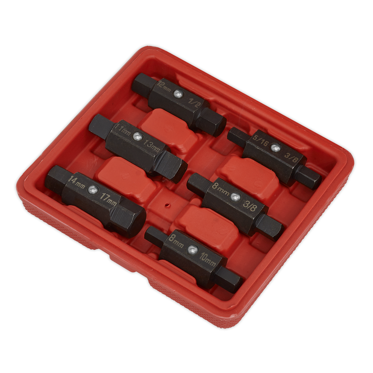 Sealey Oil Drain Plug Key Set 6 Pcs Double End Chemically Blackened Finish AK658