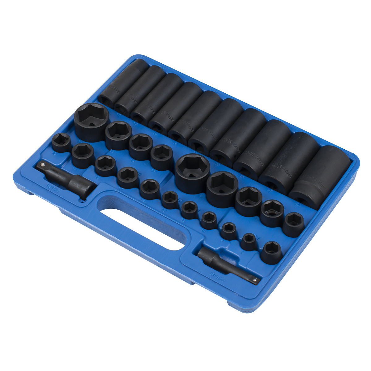 Sealey Socket Set 32 Pieces Standard/Deep 3/8" 1/2" Drive Metric/Imperial AK681