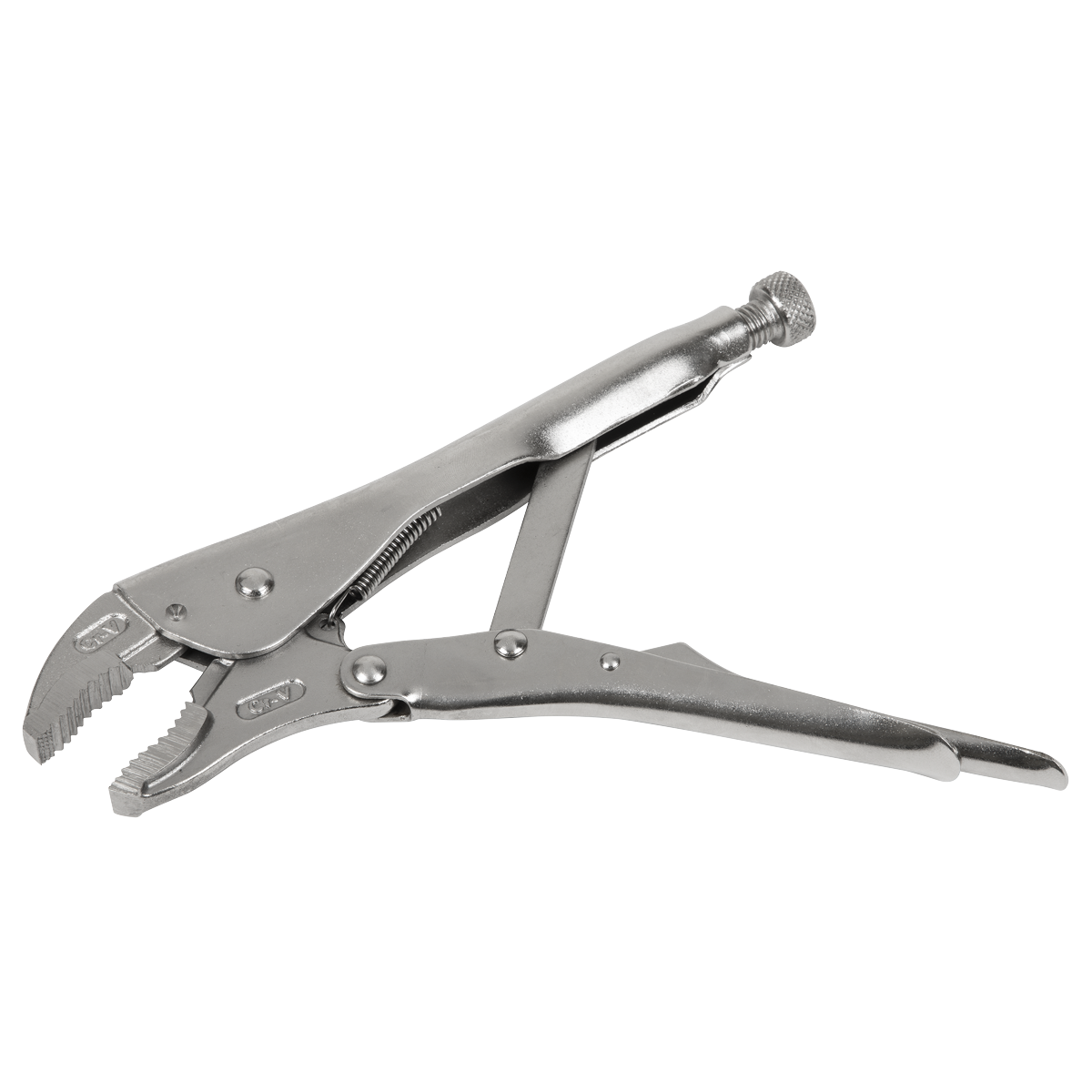 Sealey Locking Pliers Curved Jaws 235mm 0-63mm Capacity Knurled Silver AK6821