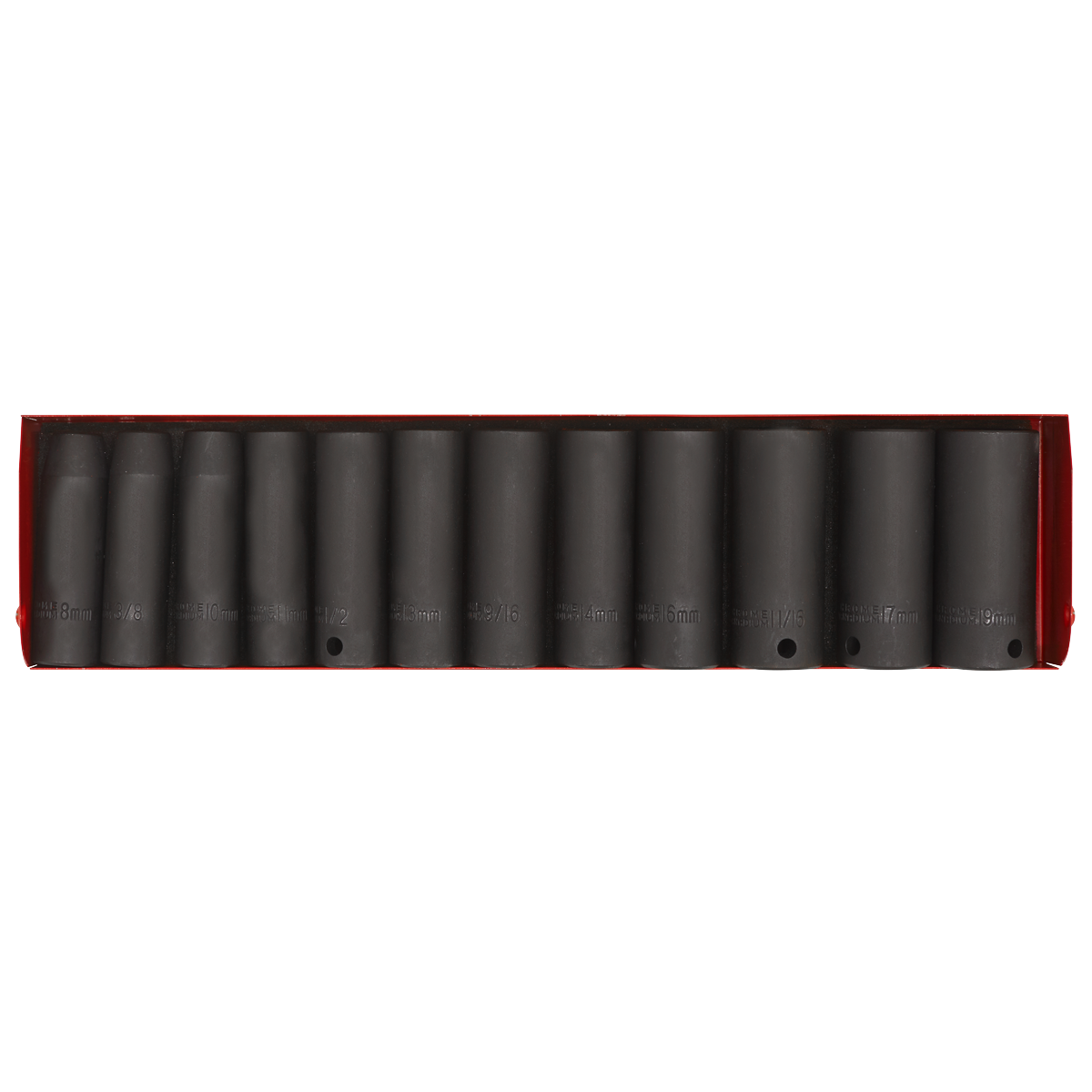 Sealey Impact Socket Set 12 Pieces Deep 3/8" Square Drive Metric/Imperial AK683