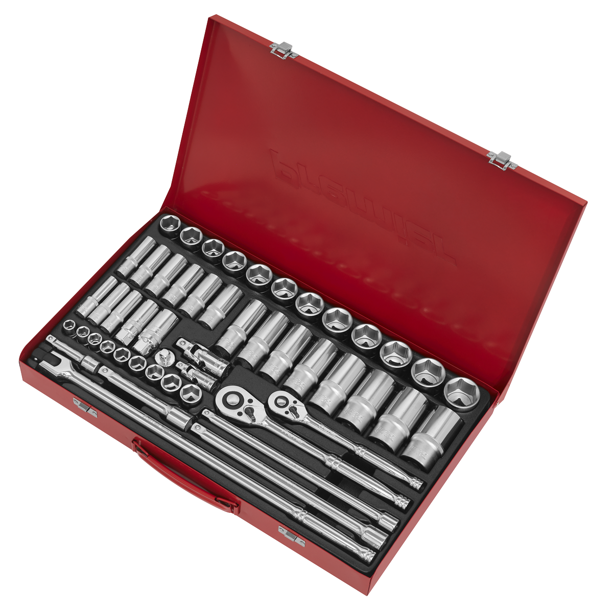 Sealey Socket Set 50pc 3/8" & 1/2" Square Drive 6 Point WallDrive Metric AK6942
