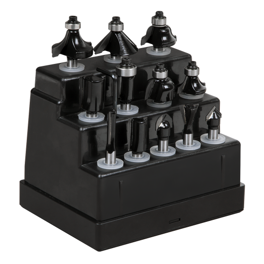 Sealey Router Bit Set 12 Pieces 1/4" Shank Heavy Duty With Storage Case AK9912