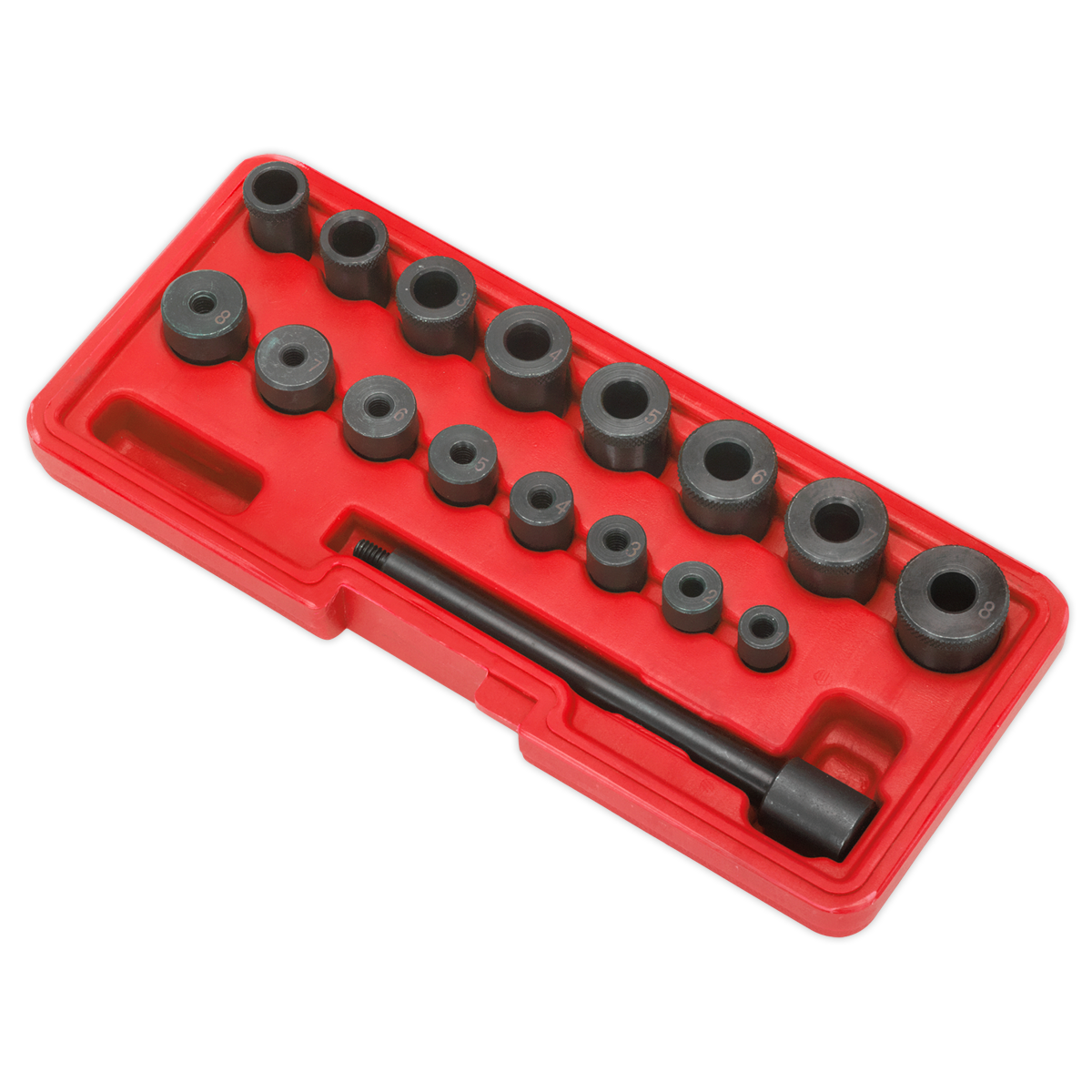 Sealey Universal Clutch Aligning Tool Set Chemically Blackened Steel 17pc AK710