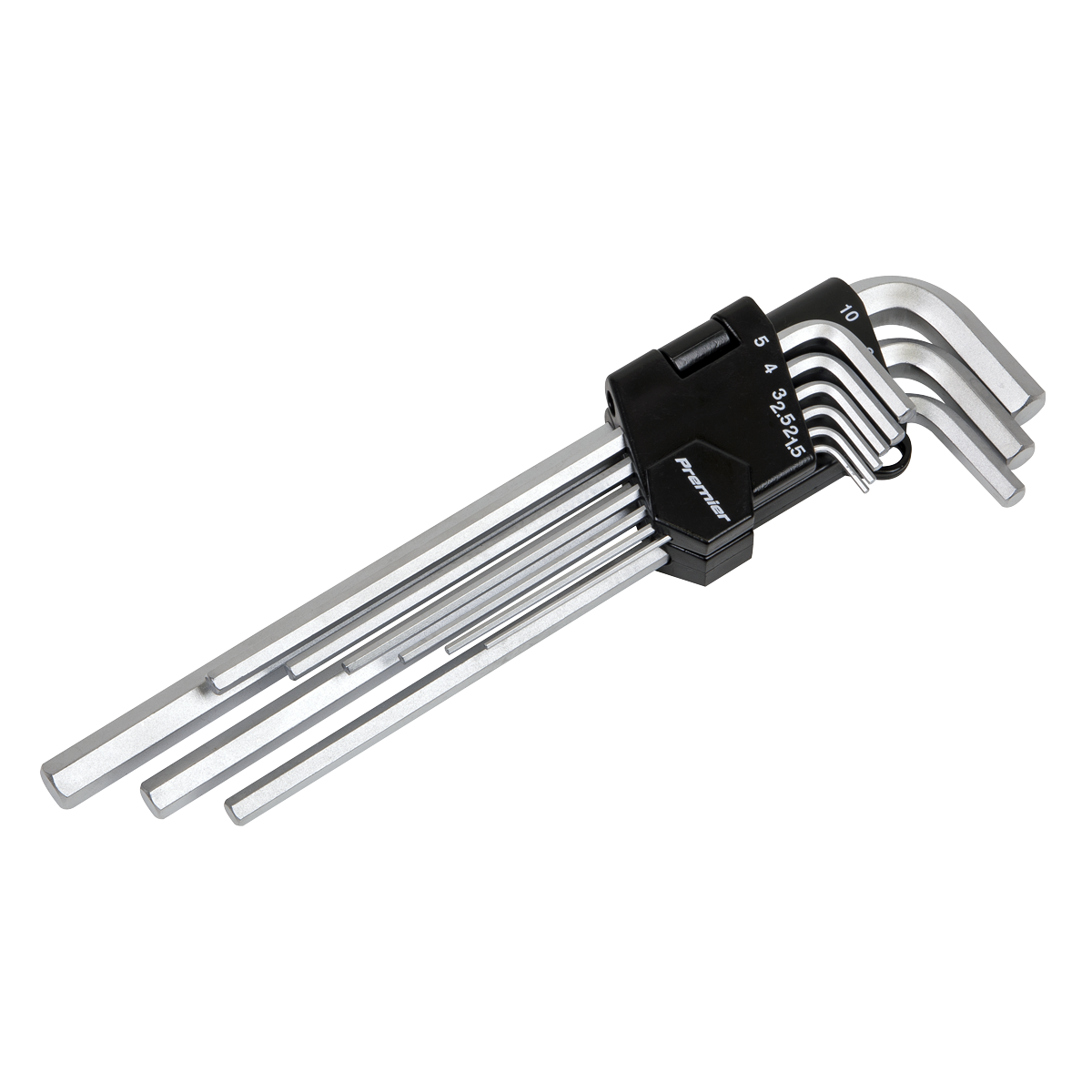 Sealey Hex Key Set With Satin Chrome Finish 9 Pieces Extra-Long Metric AK7137