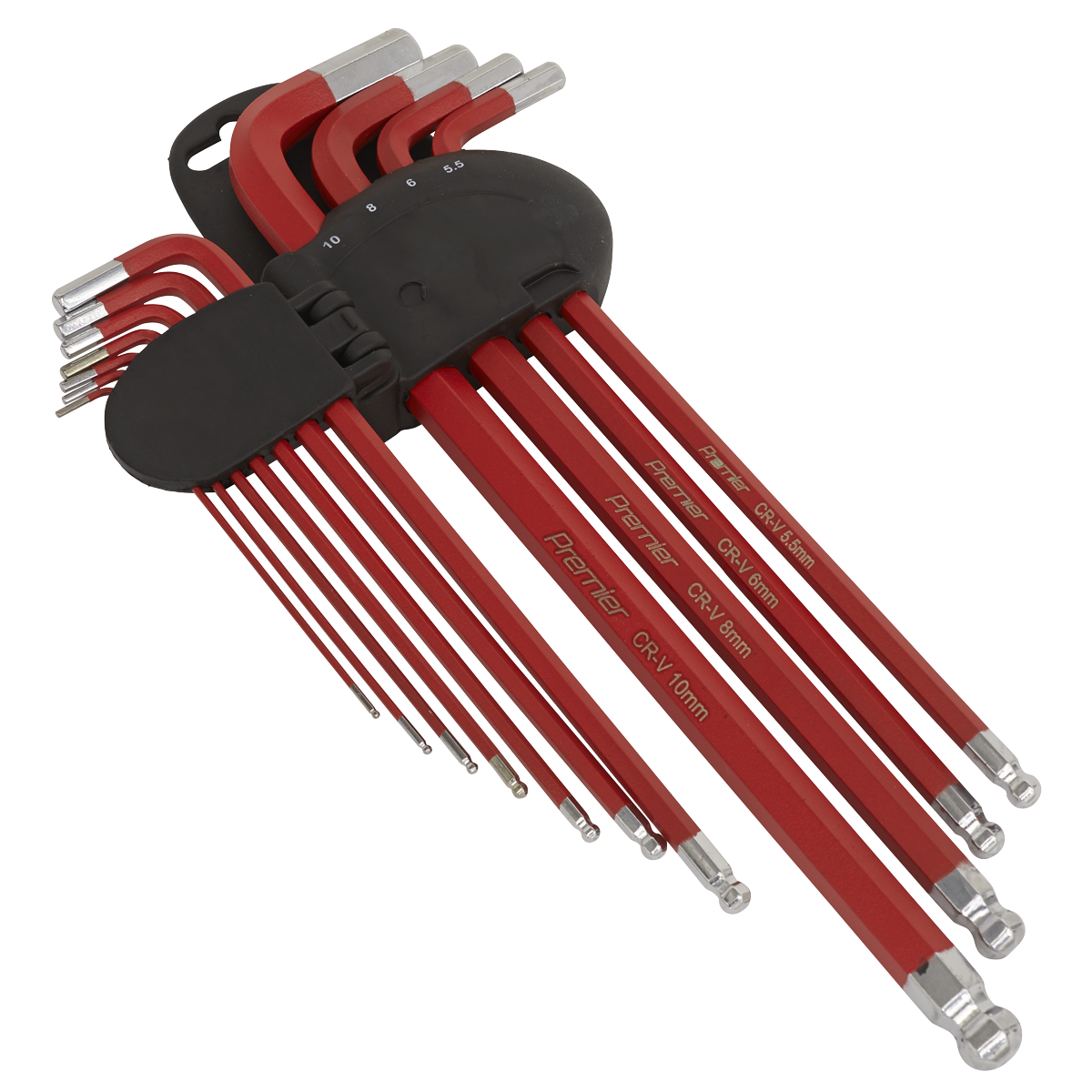 Sealey Ball-End Hex Key Set 11 Pieces Anti-Slip Extra-Long Metric AK7164