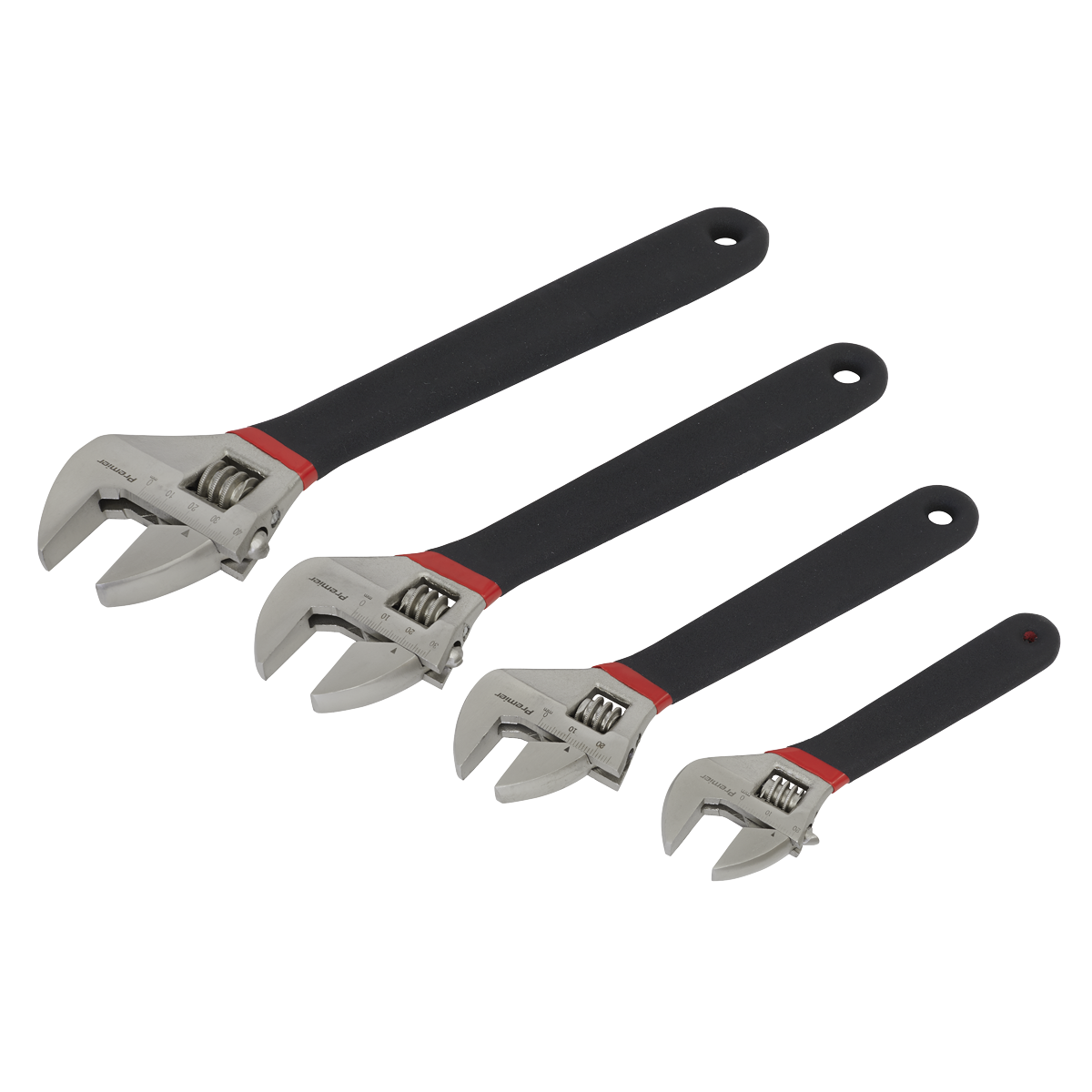 Sealey Adjustable Wrench Set High Grade Steel 4 Pieces Ni-Fe Finish AK9935