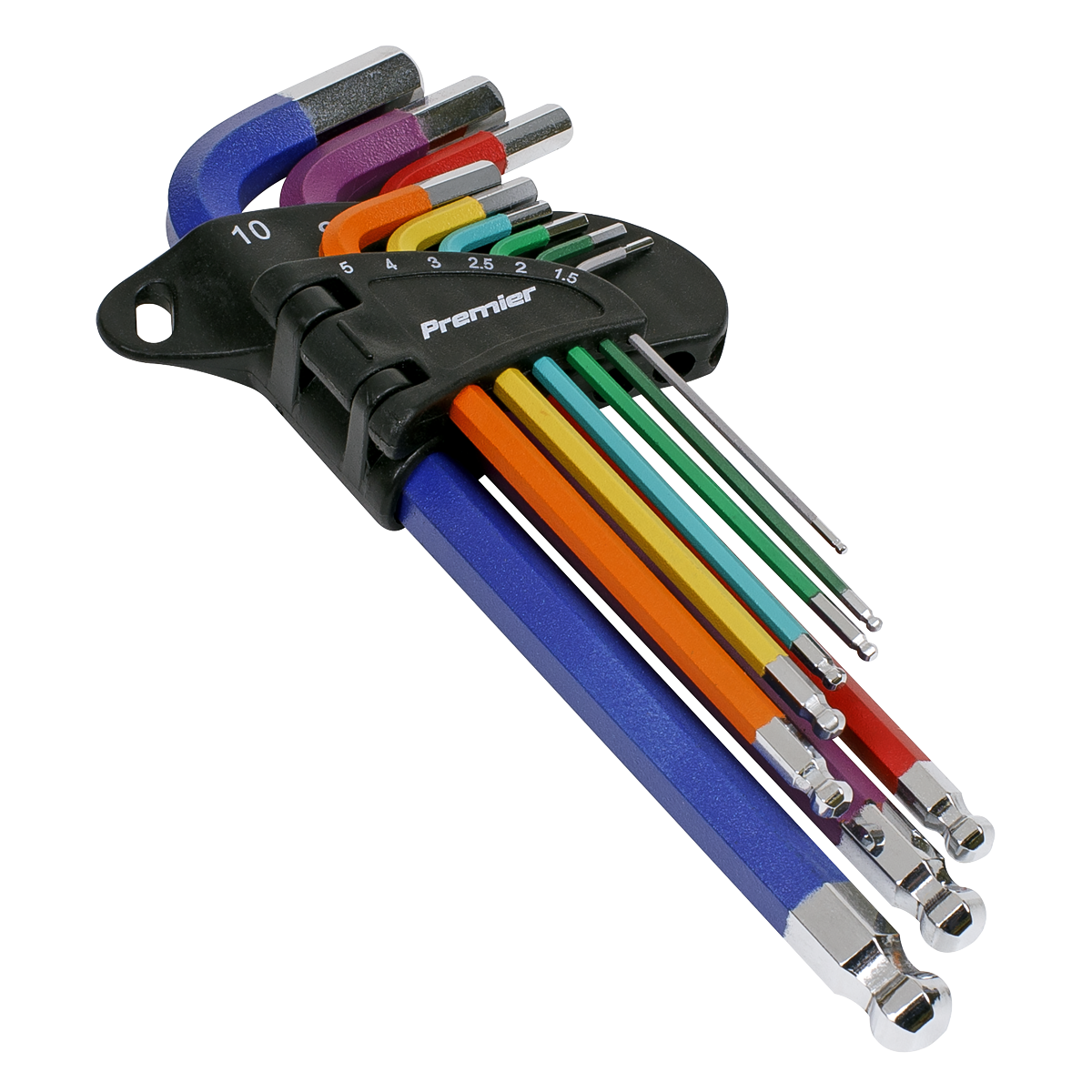 Premier Ball-End Hex Key Set 9 Pieces Colour-Coded Long Metric In Display Box