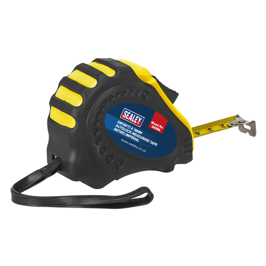 Sealey Autolock Measuring Tape 5M/16FT x 19mm Metric Imperial Wrist Strap AK994