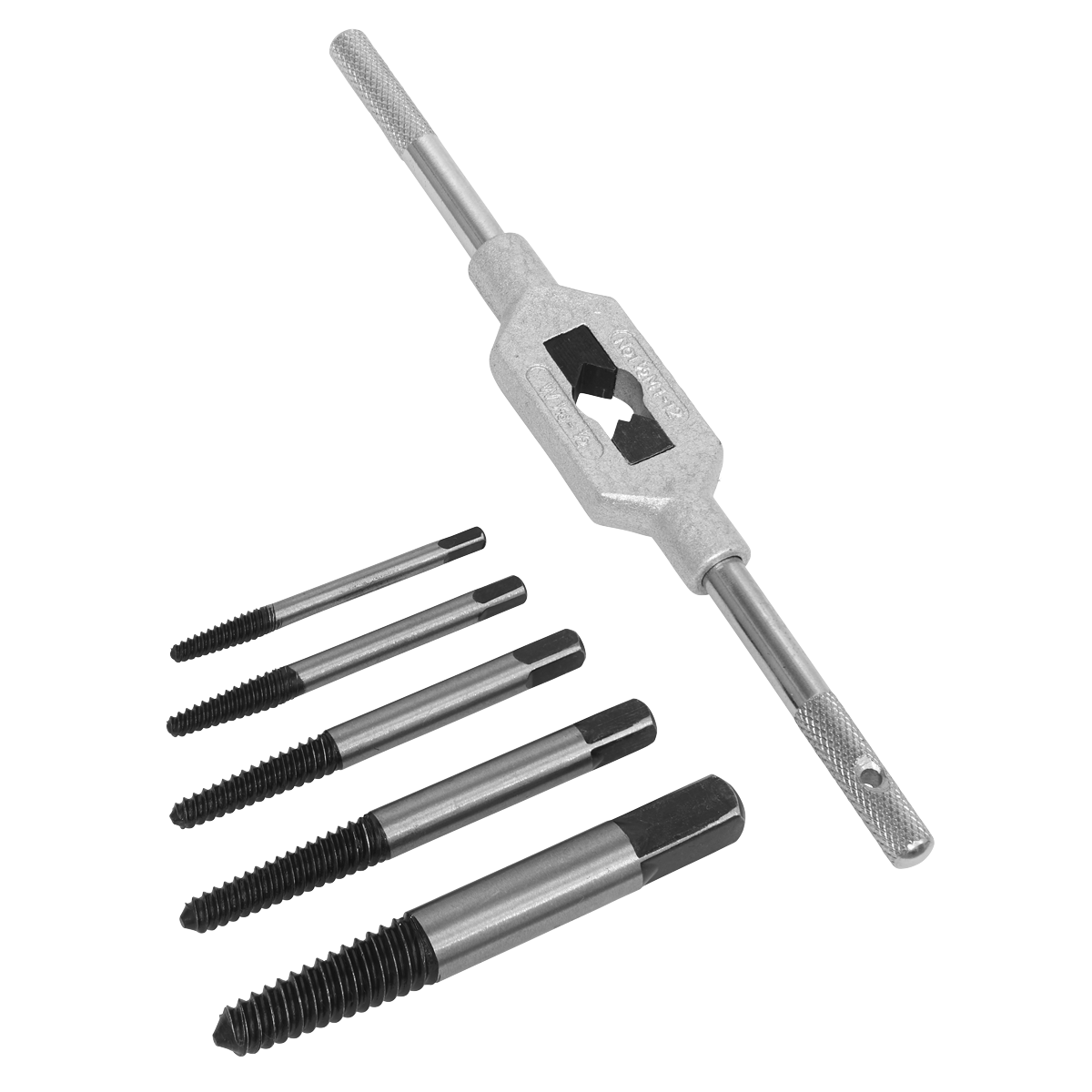 Sealey Helix Type Screw Extractor Set With Tap Wrench 6 Pieces Silver AK721