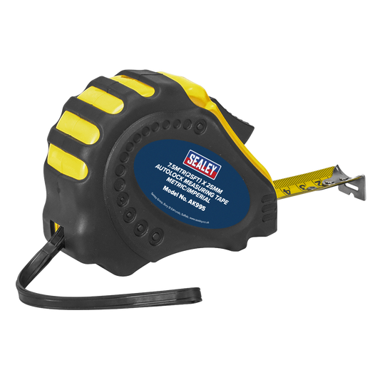 Sealey Autolock Measuring Tape 7.5m/25FT x 25mm - Metric & Imperial AK995