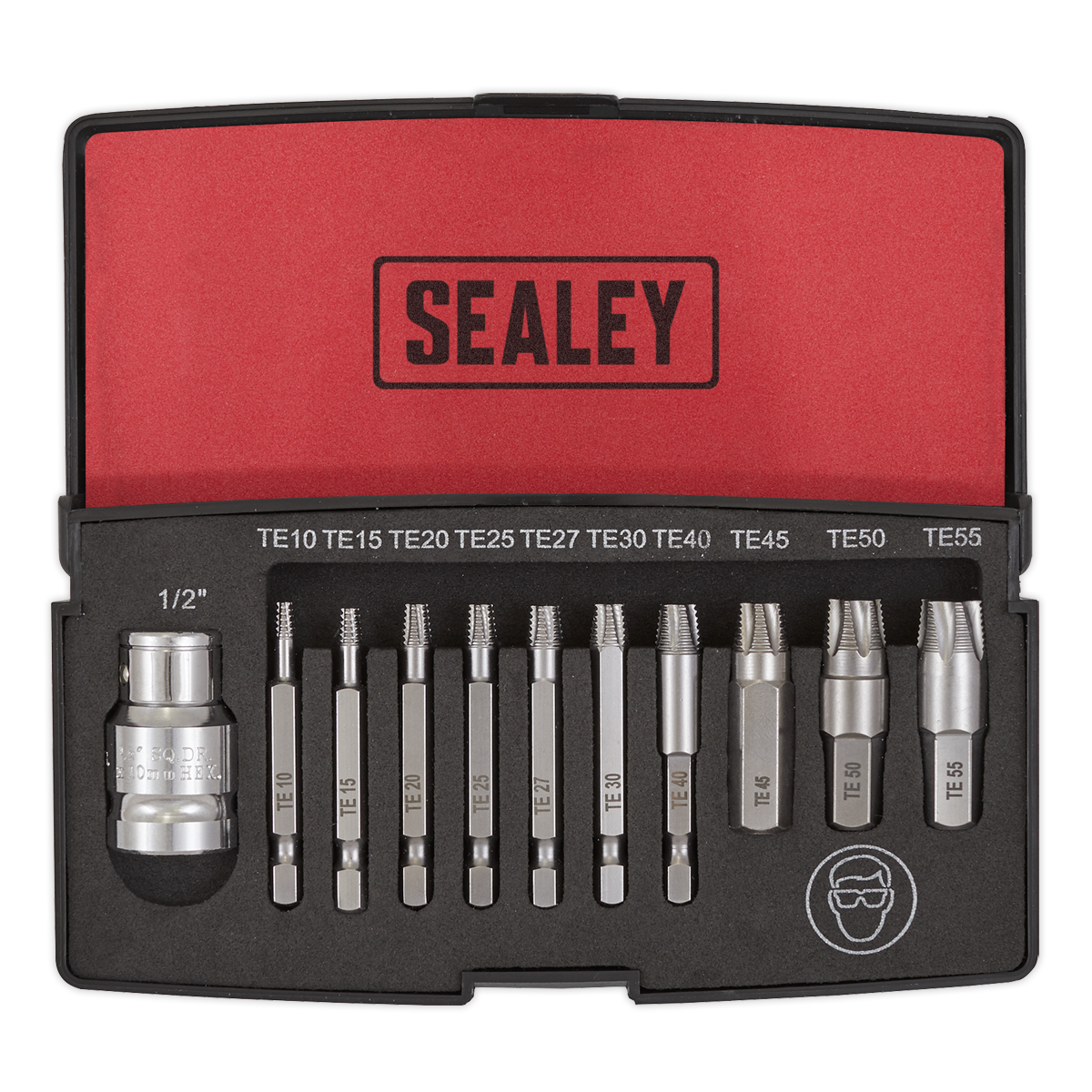 Sealey TRX-Star Fitting Extractor Set Storage Case With EVA Foam 11 Piece AK756T