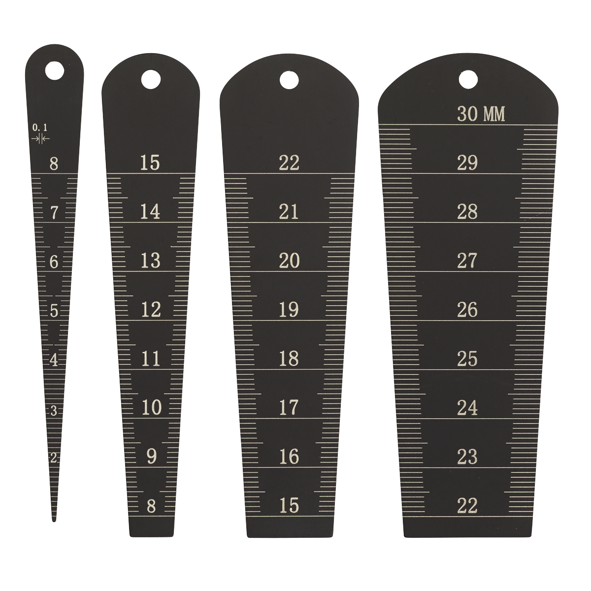Sealey Taper Bore Gauge 4 Pieces 1mm - 30mm Metric For Measuring Gaps AK75TPG