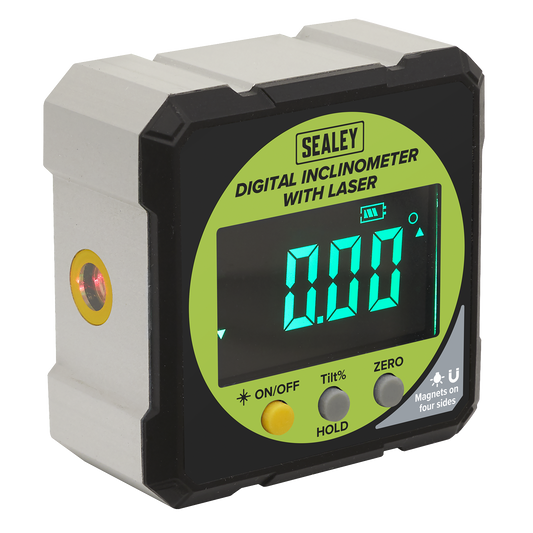 Sealey Inclinometer Digital With Laser LCD Display Absolute Zero Measure AK9991