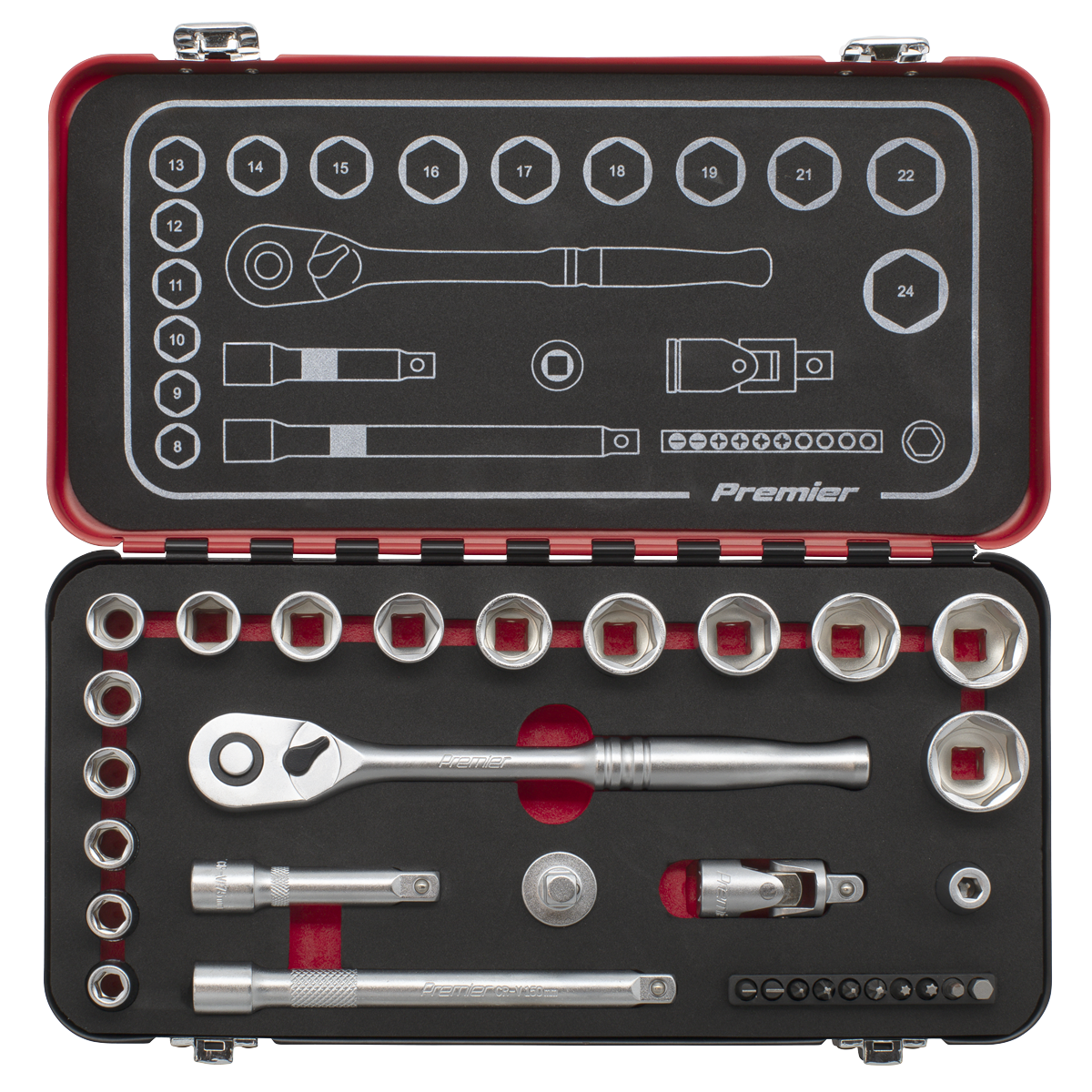 Premier Platinum Socket Set 3/8" Square Drive 31 Pieces Chrome Vanadium Steel
