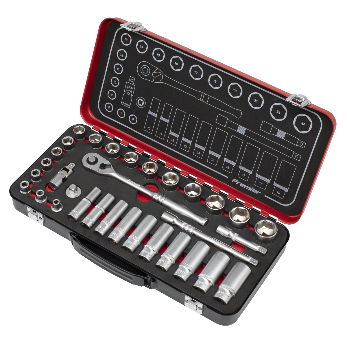 Premier Platinum Socket Set 3/8" Square Drive 32 Pieces Chrome Vanadium Steel