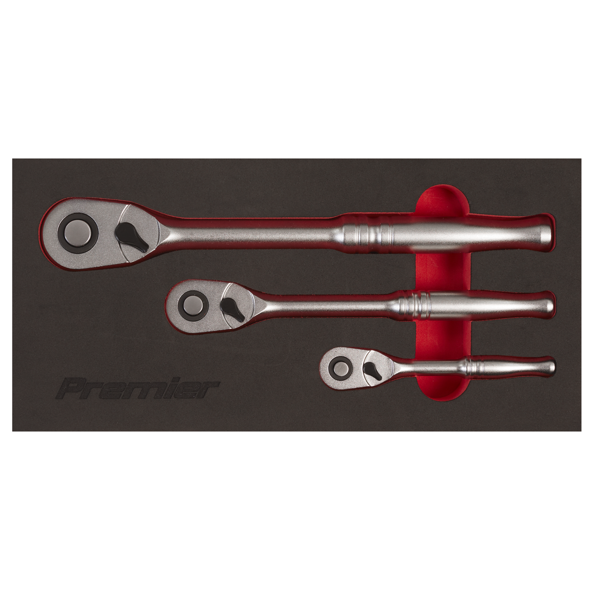 Premier Platinum Ratchet Wrench Set 3 Pcs Pear-Head Flip Reverse 1/4" 3/8" 1/2"
