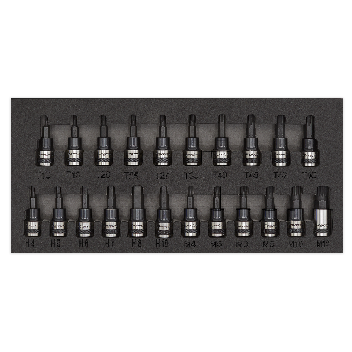 Sealey TRX-Star/Hex/Spline Socket Bit Set 22 Pcs 3/8" Drive Black Series AK7985