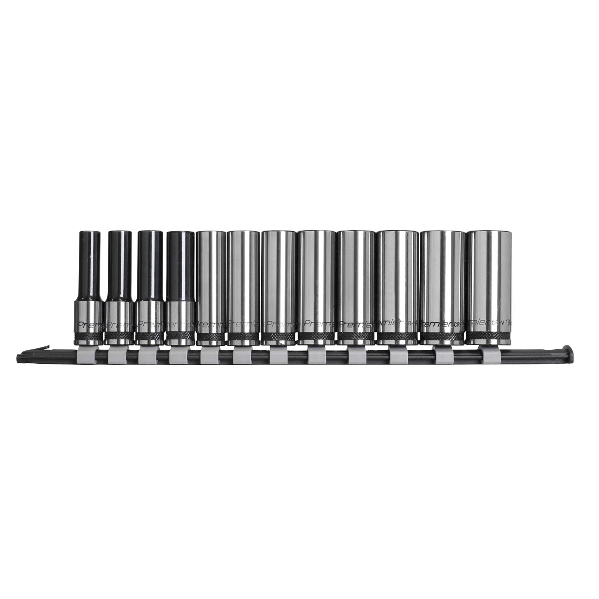 Sealey 12 Pieces 3/8" Square Drive Deep Socket Set - Black Series AK7993