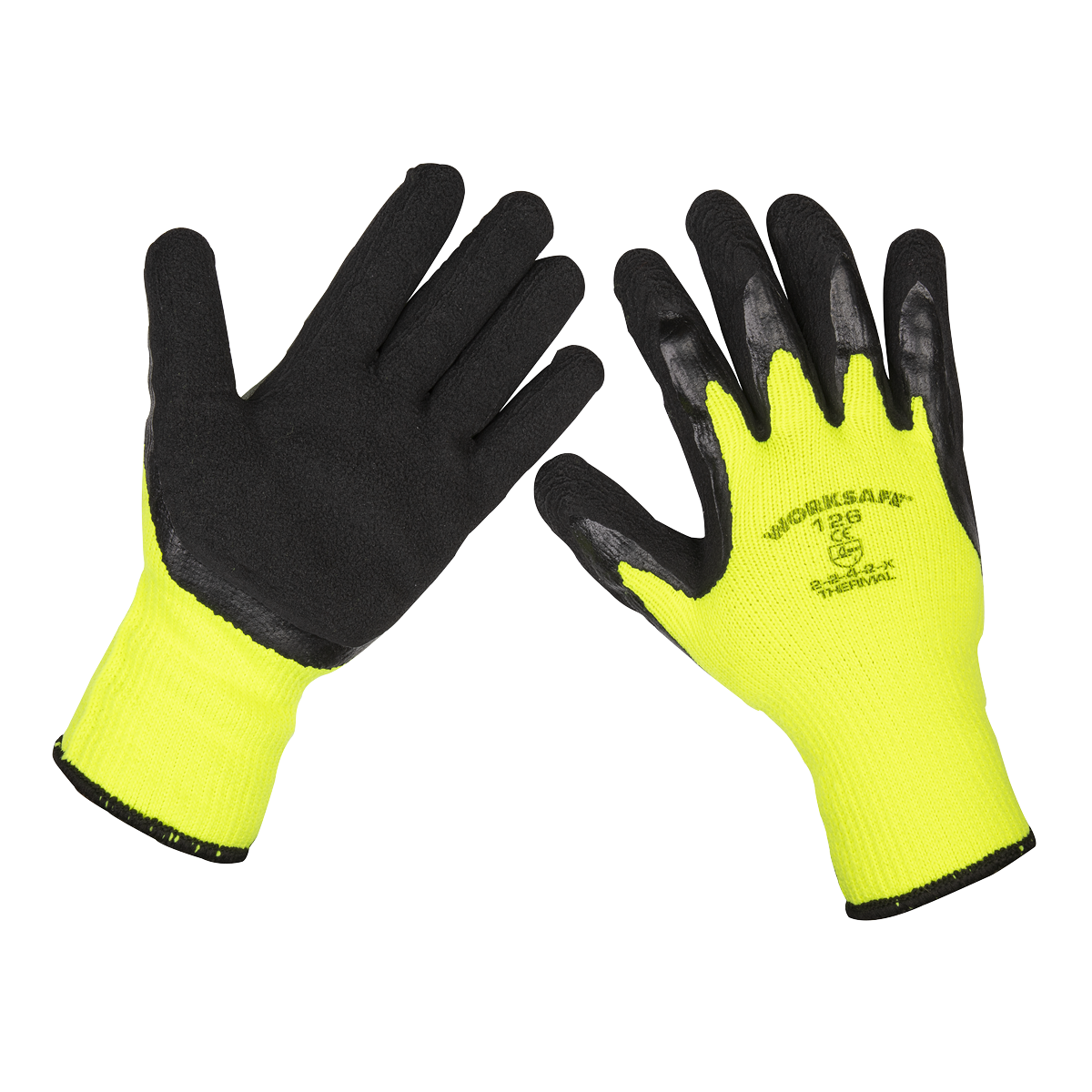 Sealey Thermal Super Grip Gloves Large (L) - Pack of 12 Pairs Yellow 9126/12